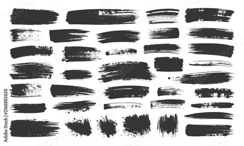 Vector Collection of Black Grunge Brush Strokes