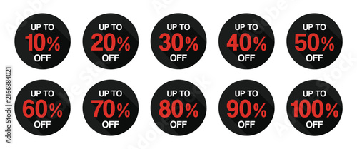 Vector Set of Discount Percent Icon For Shopping Design