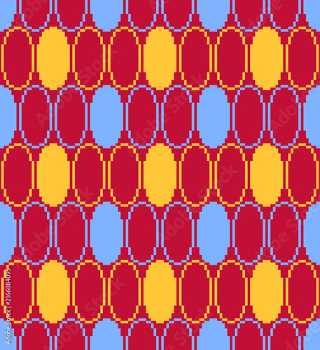 Pixel Oval Geometric Seamless Pattern