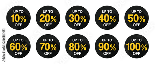 Vector Set of Discount Percent Icon For Shopping Design