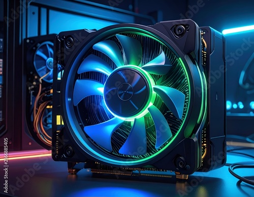 PC case fan with bright RGB LED lighting effects