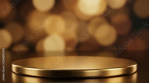 Abstract gold background with a polished floor stage for product showcase.