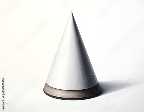 Polished white cone with dark metallic base detail