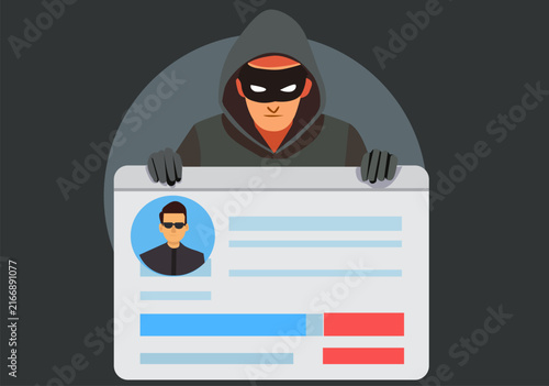Hacker Stealing Personal Data and Identity Theft Illustration