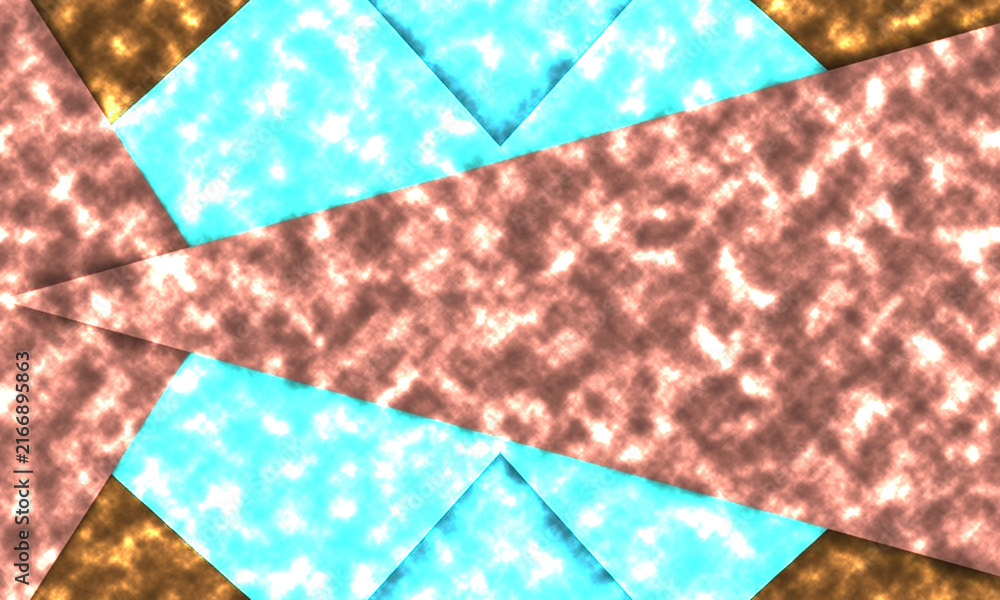 Fototapeta premium Hexagonal mosaic pattern with turquoise and gold tones
