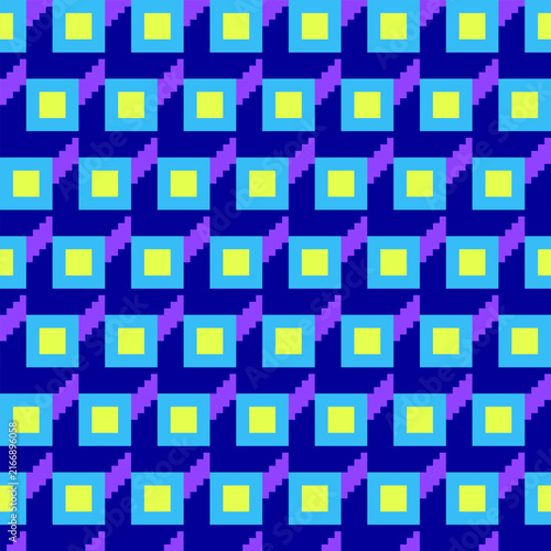 Pixel Square Geometric Seamless Pattern