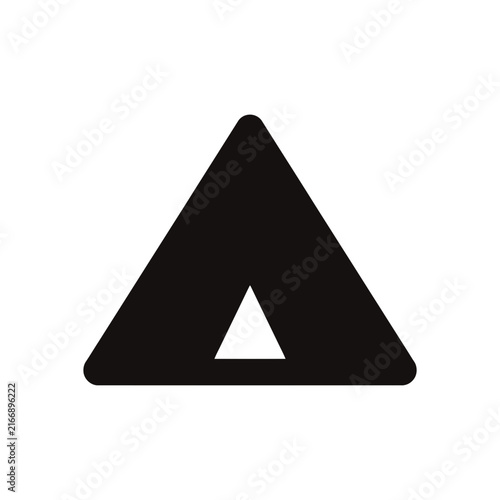 Minimalist black tent icon symbol for outdoor camping interface