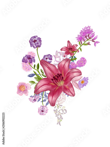 pink Lily isolated on PNG transparent 
Flowers bouqet 