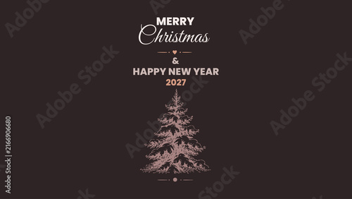 Elegant Dark Christmas Tree Merry Christmas Holiday Design