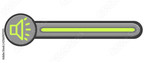 Картината върху платно Modern flat audio volume slider bar graphic element with speaker icon for media