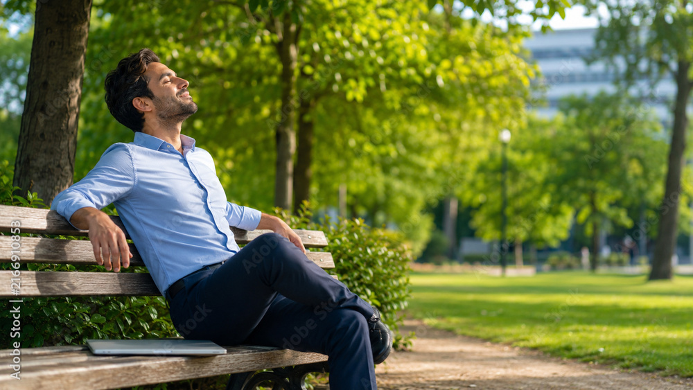 Fototapeta premium Office Worker Taking a Short Nature Break Outdoors
