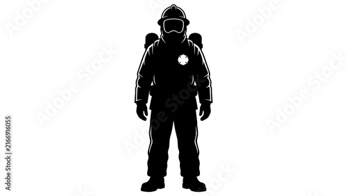 Silhouette of astronaut suit on white background.