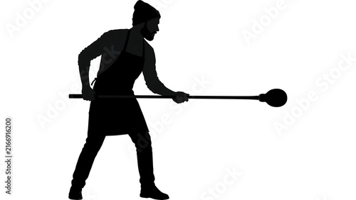 Silhouette of man swinging baseball bat white background.