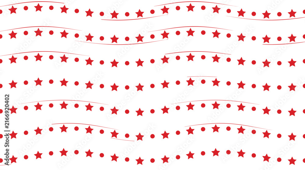 Obraz premium Red Star Pattern with Wavy Lines: Seamless Decorative Background for Graphics and Design.