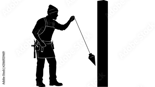 Construction worker painting pole white background.