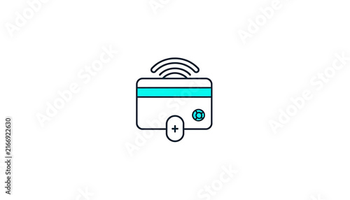 Contactless payment credit card icon with wifi waves and fingerprint scanner contactless fingerprint transaction purchase commerce electronic