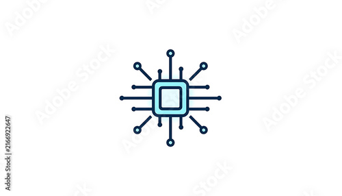 Central processing unit cpu microchip icon with electronic data circuits processor microchip electronics technology computer hardware computing