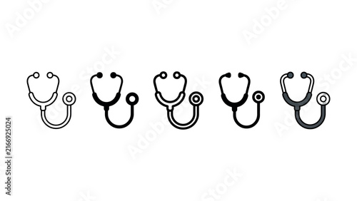 Set of flat vector stethoscope icons for medical and healthcare design projects isolated on white background