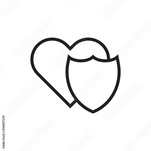 Heart Shield Line Icon for Healthcare Protection Vector