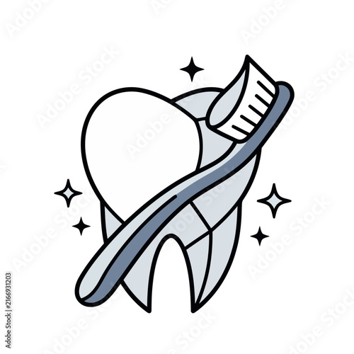 Toothbrush cleaning a tooth with sparkles