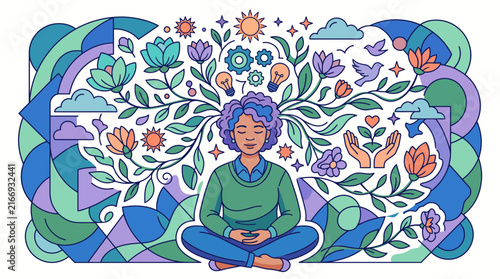 Mindfulness and Mental Growth Vector Illustration