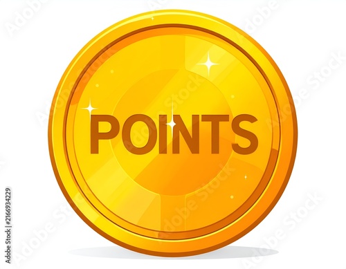 Shiny gold points coin for game rewards.