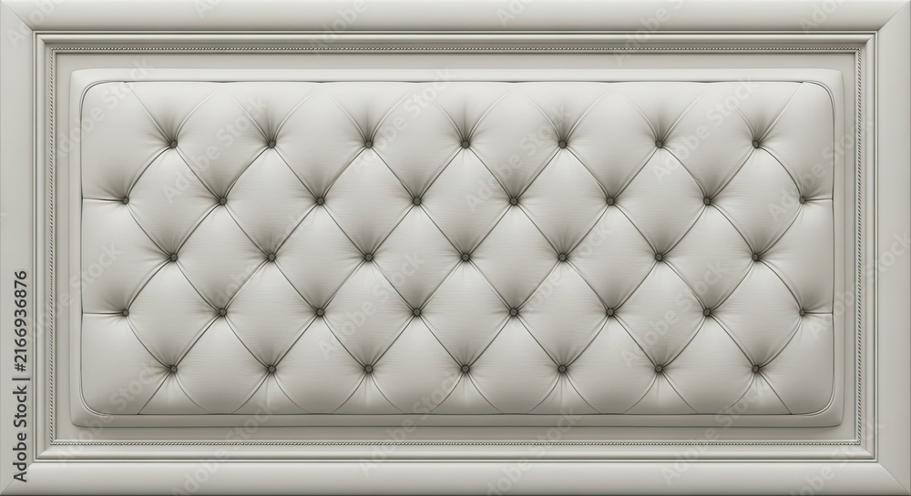 Naklejka premium Luxury Tufted Headboard: White Upholstery with Button Detail