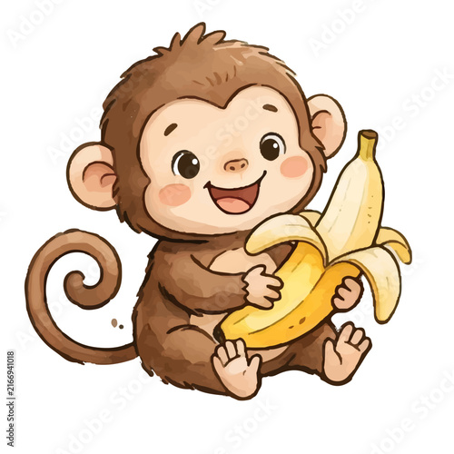 Cute Cartoon monkey, Funny Smiling Animal Characters for Kids, Colorful Vector Illustration in a Fun Zoo Comic Style