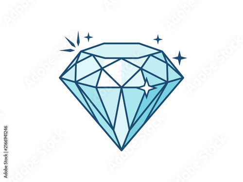 Geometric Diamond Shape With Facets And Sparkles.