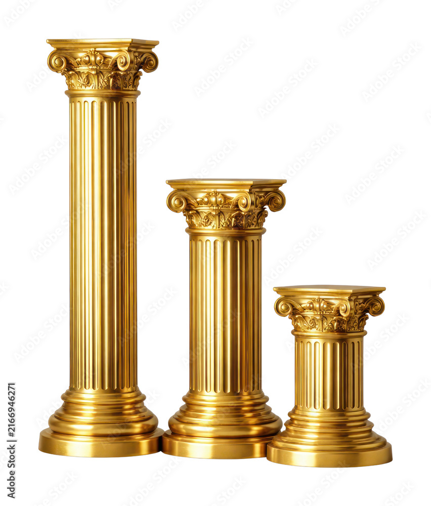 Obraz premium PNG Golden classical columns isolated on white background illustration