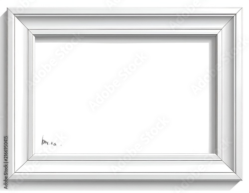 Classic white wooden picture frame with artist signature.