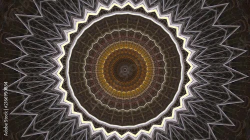 Hypnotic abstract mandala kaleidoscope tunnel motion background loop animation