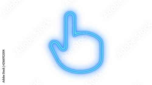 Cuadro en lienzo A colorful neon hand clicker pointer cursor icon showing a pointing index finger