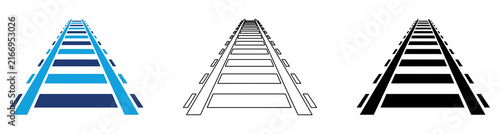 Multicolor Railway Track Icon Set with Filled and Outline Styles for Rail Transportation Infrastructure Transit Network Train Routes and Railway Engineering Isolated on Transparent Background