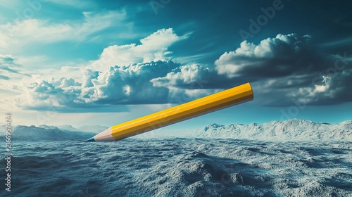 Imagination Takes Flight, A Pencil's Journey Across a Creative Landscape