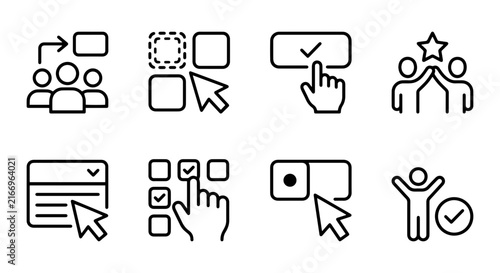 Teamwork, Choice, Selection, Success Icons: Business Process & Decision Making Vector Set