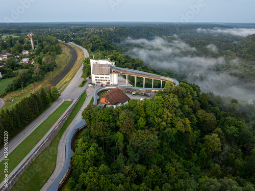 фотографія Aerial view of Sigulda bobsleigh and luge track surrounded by forest in Sigulda,