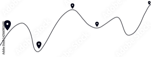 Horizontal Wavy Dotted Path Line with Location Pins Cutout PNG