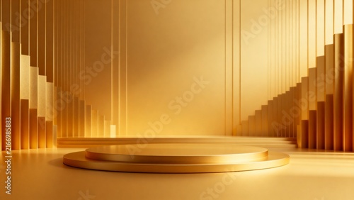Golden abstract architectural stage