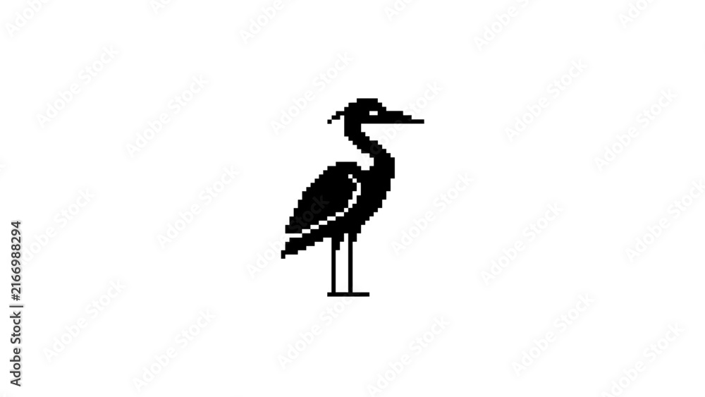 Obraz premium Pixel art egret bird sprite.