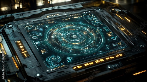 Futuristic SciFi Digital Control Panel Interface.