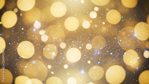 Golden Bokeh Lights Abstract Background with Sparkles and Stars.