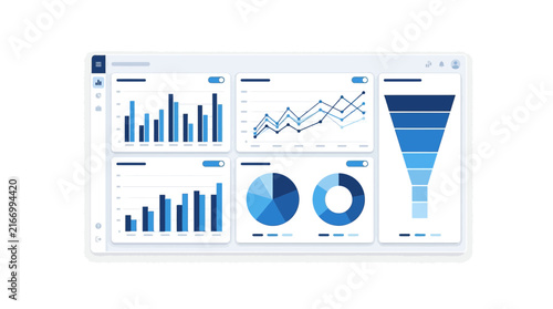 Dashboard with Charts and Funnel Isolated