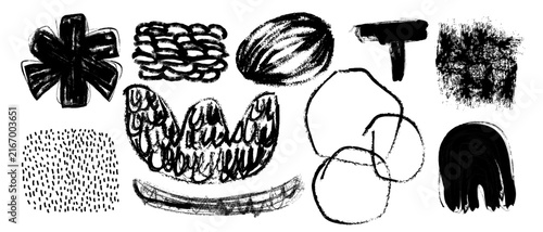 Hand drawn scribble doodles vector elements set, Black brush strokes scrapbook elements, sketch lines vector illustrator