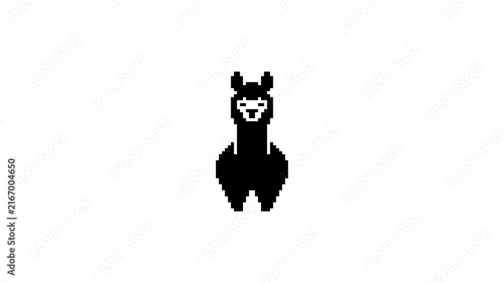 Naklejka premium Pixel art llama icon for retro games.