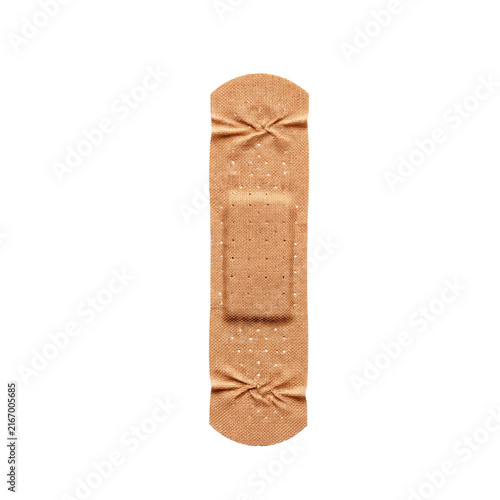 Adhesive bandage strip for medical wound care on transparent background