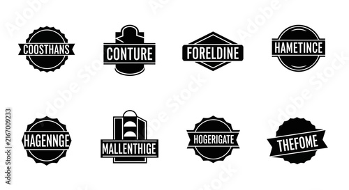 фотографія Collection of unique black and white logos with text with eight distinctive blac
