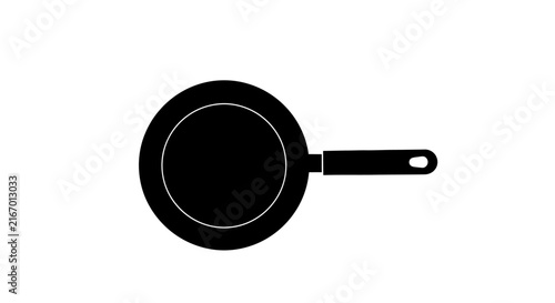 Canvas Print Black frying pan silhouette with white outline with white background kitchen coo