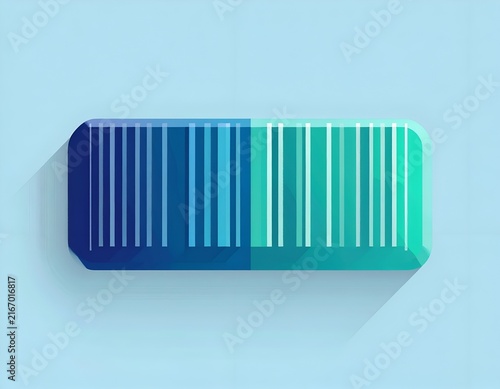 Rectangular blue barcode pill button icon.