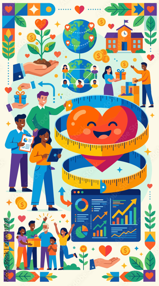 Naklejka premium Community health and social growth heart illustration.